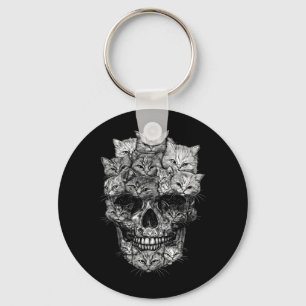 A Skull But Cats Kitty Skeleton Halloween Cat Keychain