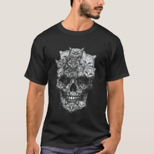 A Skull But It's Cats Kitty Skeleton Halloween Cat T-Shirt