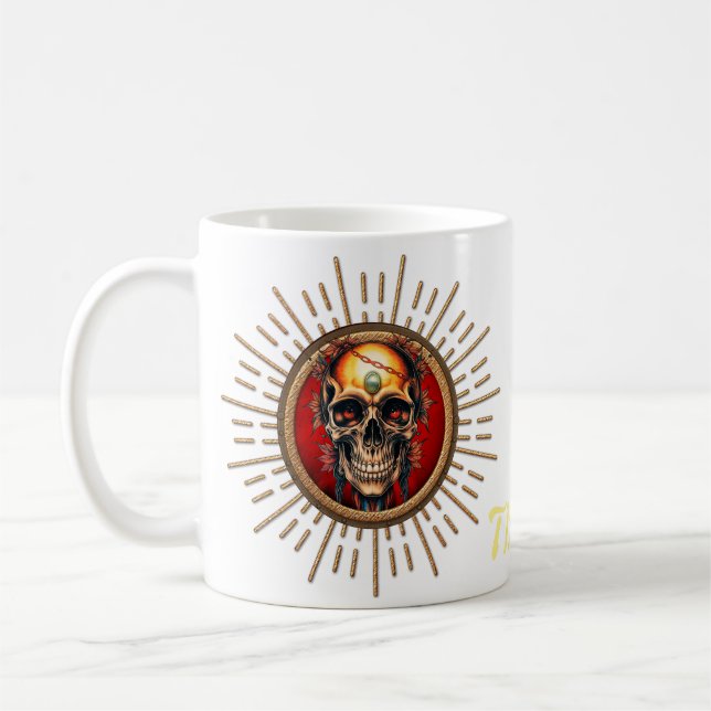 A skull coffee mug (Left)