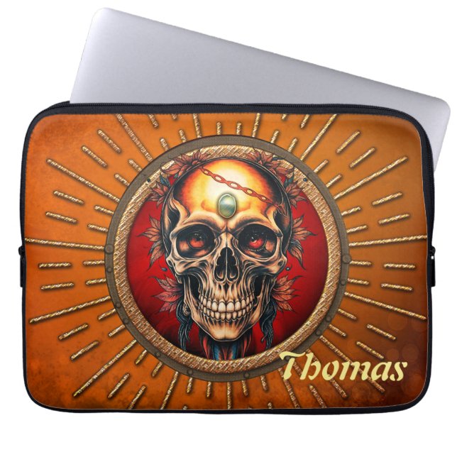 A skull laptop sleeve (Front)