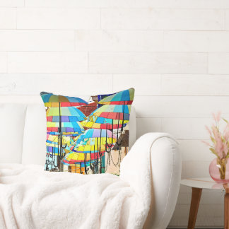A Sky of Umbrellas in Siem Reap Throw Pillow