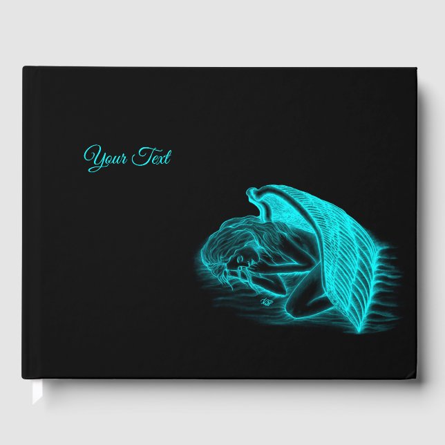 A sleeping Angel , Black and Green Design Guest Book (Front)