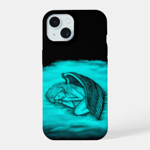 A sleeping Angel , Black and Green Design iPhone 15 Case