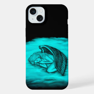 A sleeping Angel , Black and Green Design iPhone 15 Plus Case