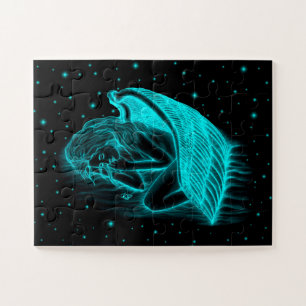 A sleeping Angel , Black and Green Design Jigsaw Puzzle