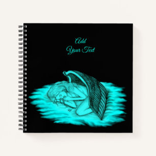 A sleeping Angel , Black and Green Design Notebook