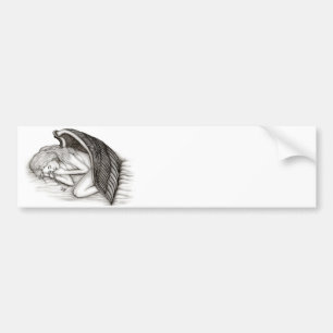 A sleeping Angel , black and white Bumper Sticker