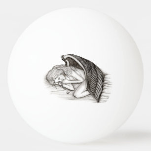 A sleeping Angel , Black and White Design Ping Pong Ball