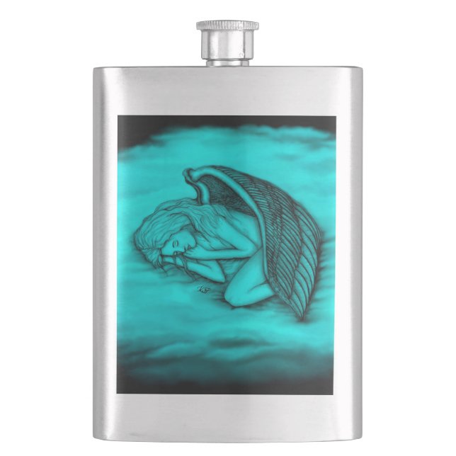 A sleeping Angel Hip Flask (Front)