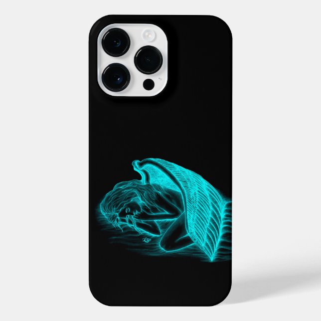 A sleeping Angel in black and green Design iPhone Case (Back)