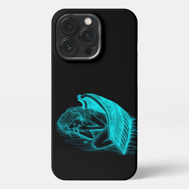 A sleeping Angel in black and green Design iPhone Case (Back)