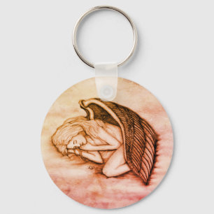 A sleeping Angel on the heavens clouds in marmor Keychain