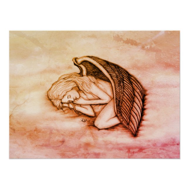 A sleeping Angel on the heavens clouds in marmor Poster (Front)