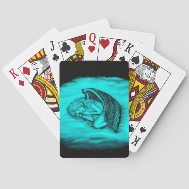 A sleeping Angel on the heavens clouds Playing Cards (Back)