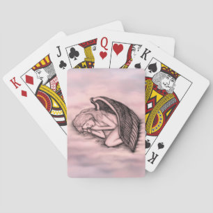 A sleeping Angel on the heavens clouds Playing Cards