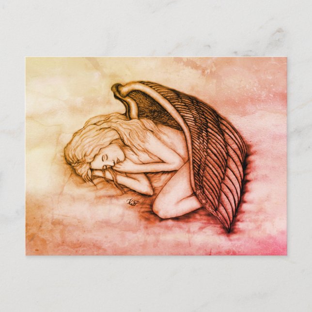 A sleeping Angel on the heavens clouds Postcard (Front)