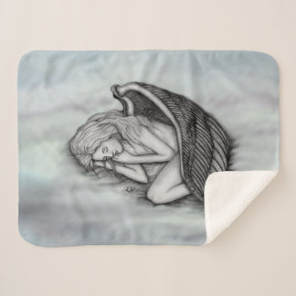 A sleeping Angel on the heavens clouds Sherpa Blanket
