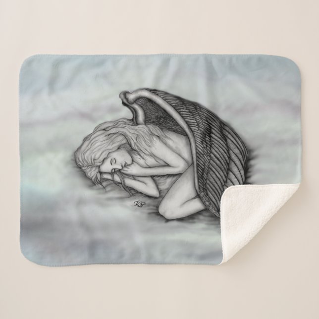 A sleeping Angel on the heavens clouds Sherpa Blanket (Front (Horizontal))