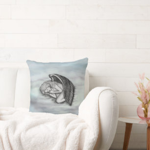 A sleeping Angel on the heavens clouds Throw Pillow