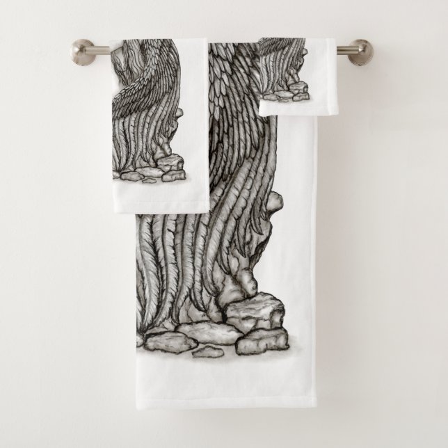 A sleeping Angel on the Stone Bath Towel Set (Insitu)