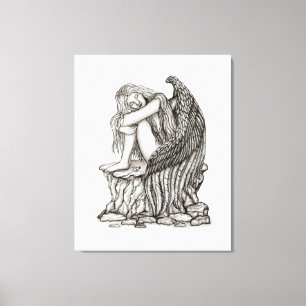 A sleeping Angel on the Stone Canvas Print