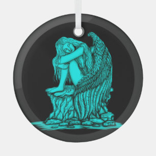 A sleeping Angel on the Stone Glass Ornament