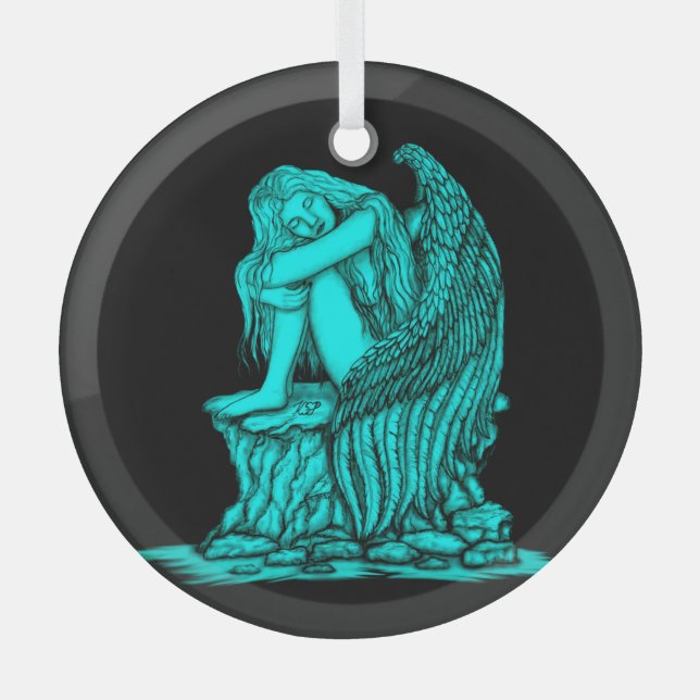 A sleeping Angel on the Stone Glass Ornament (Front)