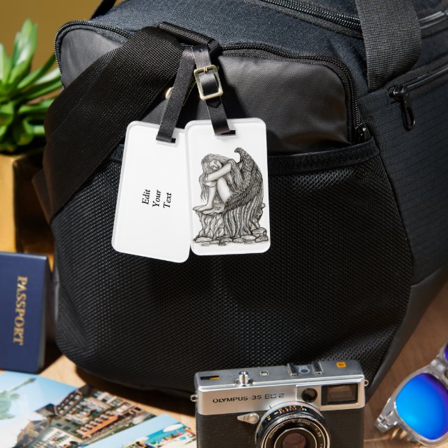 A sleeping Angel on the Stone Luggage Tag (Front & Back)