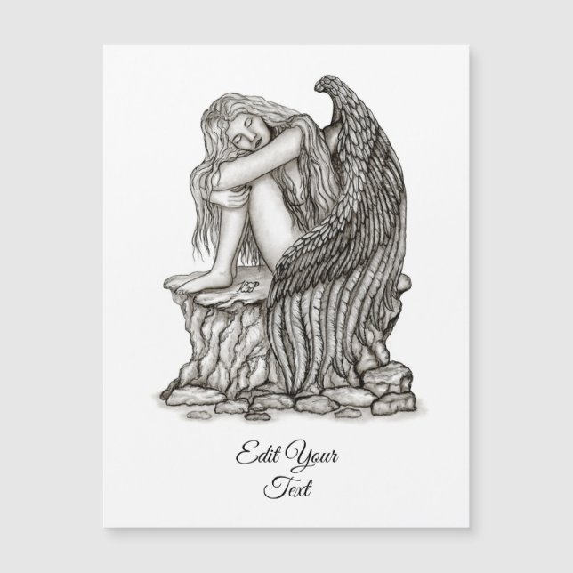 A sleeping Angel on the Stone Magnetic Card (Front)