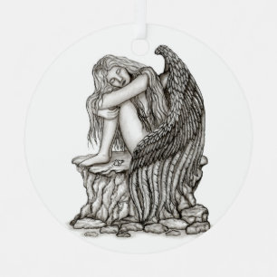 A sleeping Angel on the Stone Metal Ornament