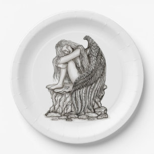 A sleeping Angel on the Stone Paper Plate