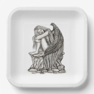 A sleeping Angel on the Stone Paper Plate