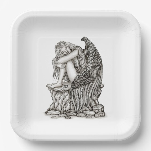A sleeping Angel on the Stone Paper Plate (Front)