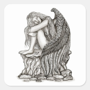 A sleeping Angel on the Stone Square Sticker