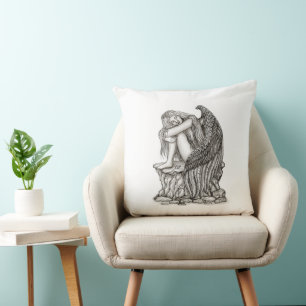 A sleeping Angel on the Stone Throw Pillow