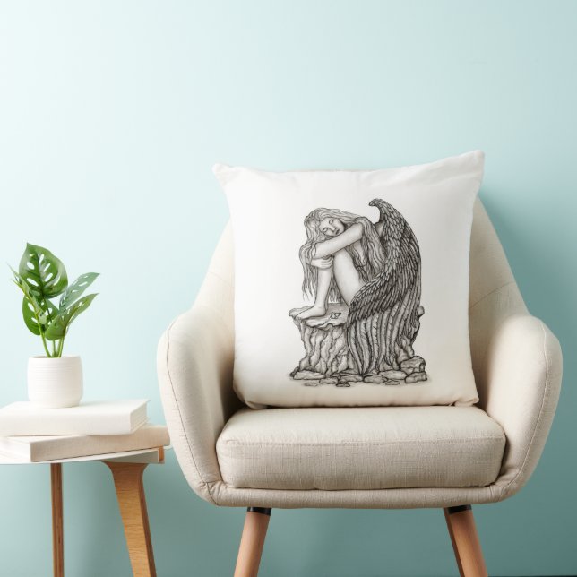 A sleeping Angel on the Stone Throw Pillow (Chair)