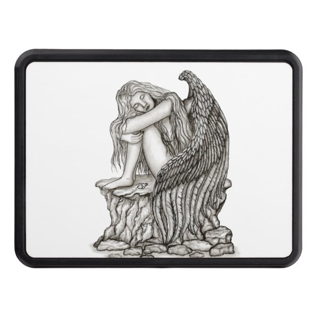 A sleeping Angel on the Stone Trailer Hitch Cover (Front)