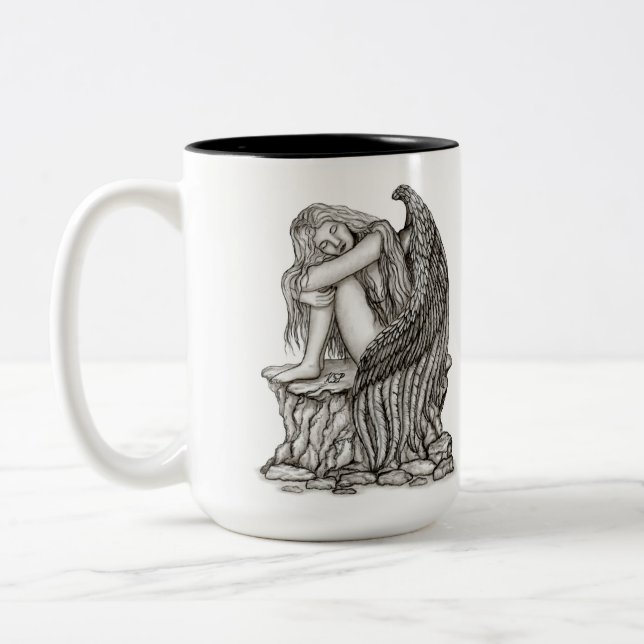 A sleeping Angel on the Stone Two-Tone Coffee Mug (Left)