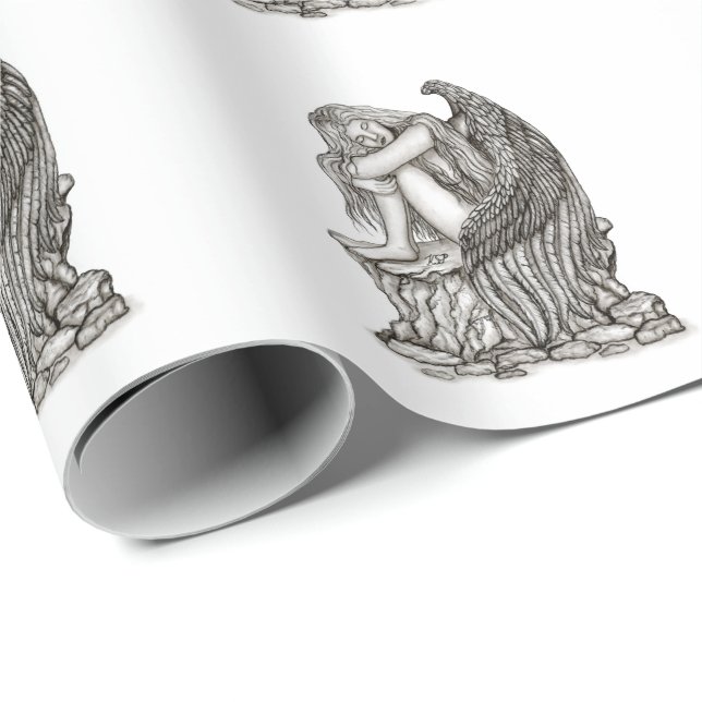 A sleeping Angel on the Stone Wrapping Paper (Roll Corner)