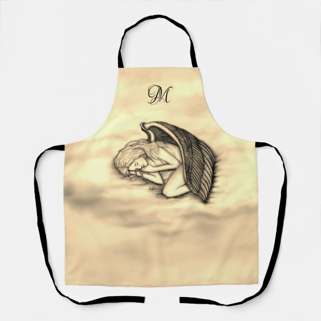A sleeping Angel , personalize own Monogram Apron (Front)