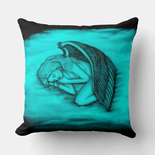 A sleeping Angel Throw Pillow (Front)