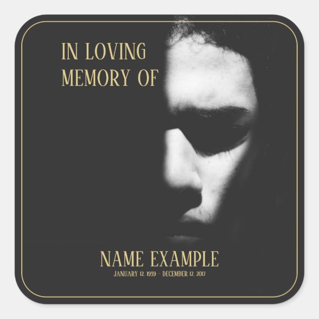 A sleeping face in half shadow square sticker (Front)