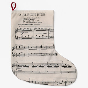 A Sleigh Ride Vintage Version Jingle Bells Music  Large Christmas Stocking