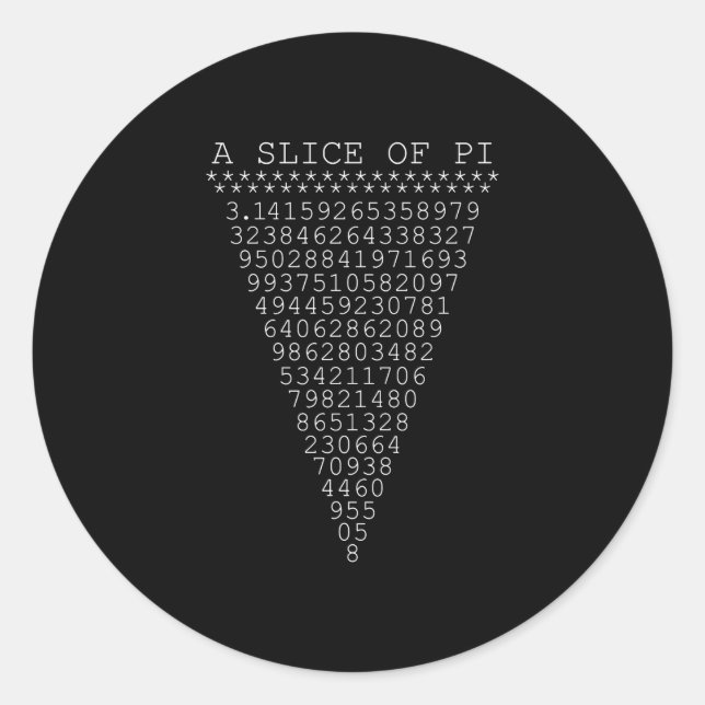 A Slice of Pi Digits Classic Round Sticker (Front)