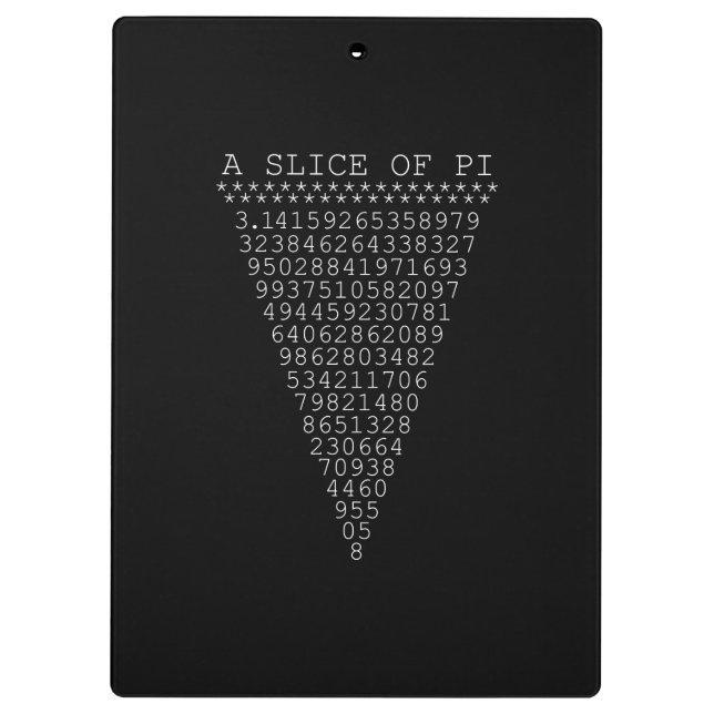 A Slice of Pi Digits Clipboard (Back)