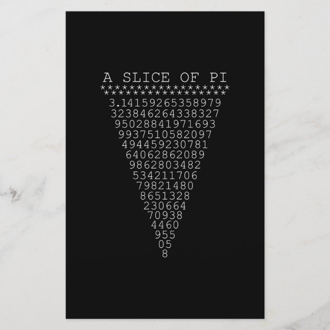 A Slice of Pi Digits Stationery (Front)