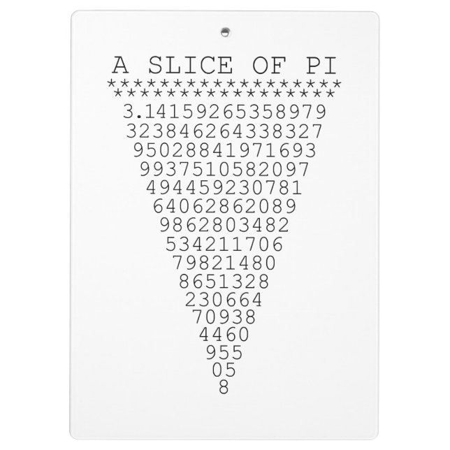 A Slice of Pi Numbers Clipboard (Back)