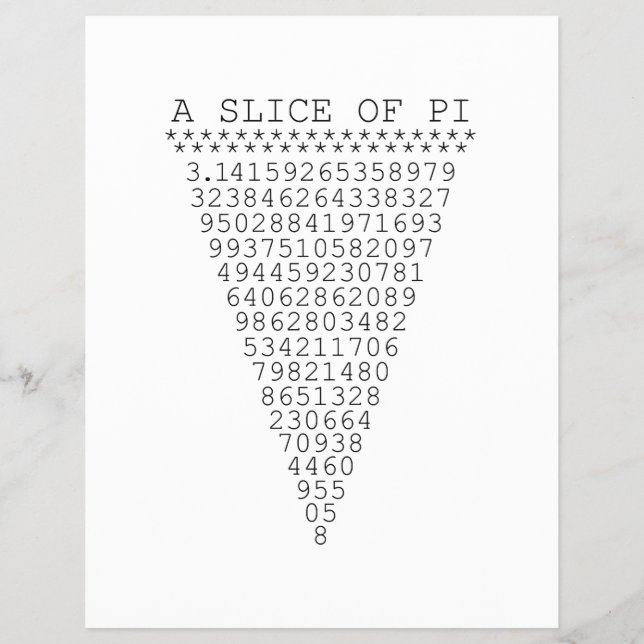 A Slice of Pi Numbers Flyer (Front)