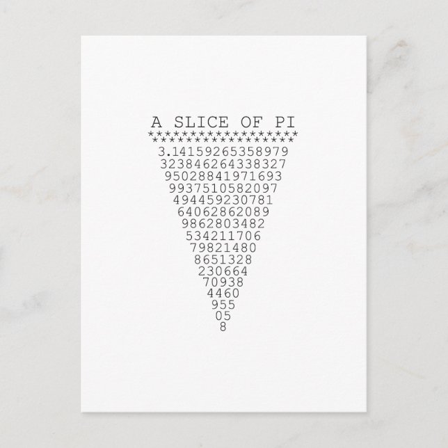 A Slice of Pi Numbers Postcard (Front)