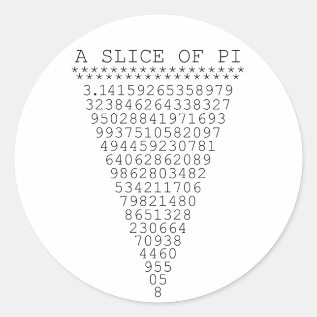 A Slice of Pi Presentation Classic Round Sticker (Front)